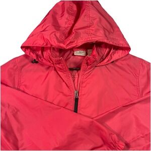 LL Bean Windbreaker Jacket Womens Large Reg Pink Ripstop Stowaway Hooded 0BUX3